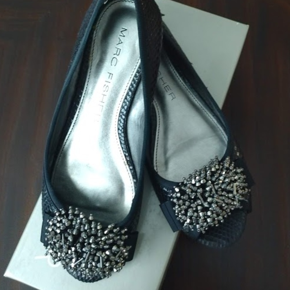 Marc Fisher Open Toed Sparkle Flats - image 2
